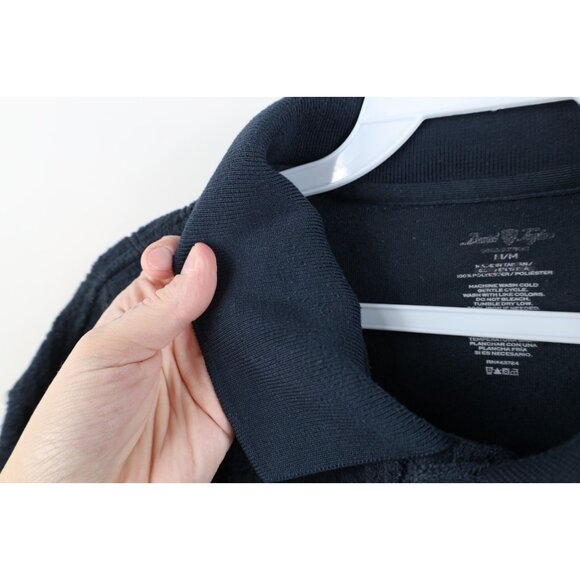 Vintage 90s Y2K Streetwear Mens Medium Ribbed Fleece Collared Sweatshirt Blue - Picture 7 of 10